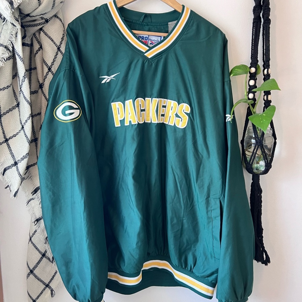 VTG 90s Green Bay Packers Windbreaker Pullover Jacket